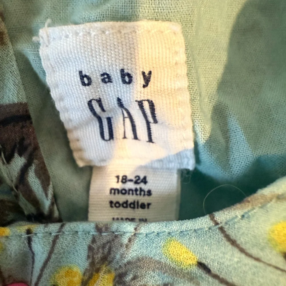 Baby GAP Floral Butterfly Print Accordion Pleat Dress 18-24m Blue Yellow Purple